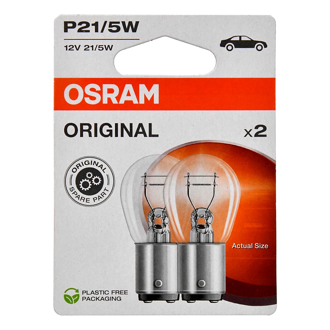 Автолампа накала OSRAM Original P21/5W BAY15d 5W 12V прозрачная 75282BL - zapix