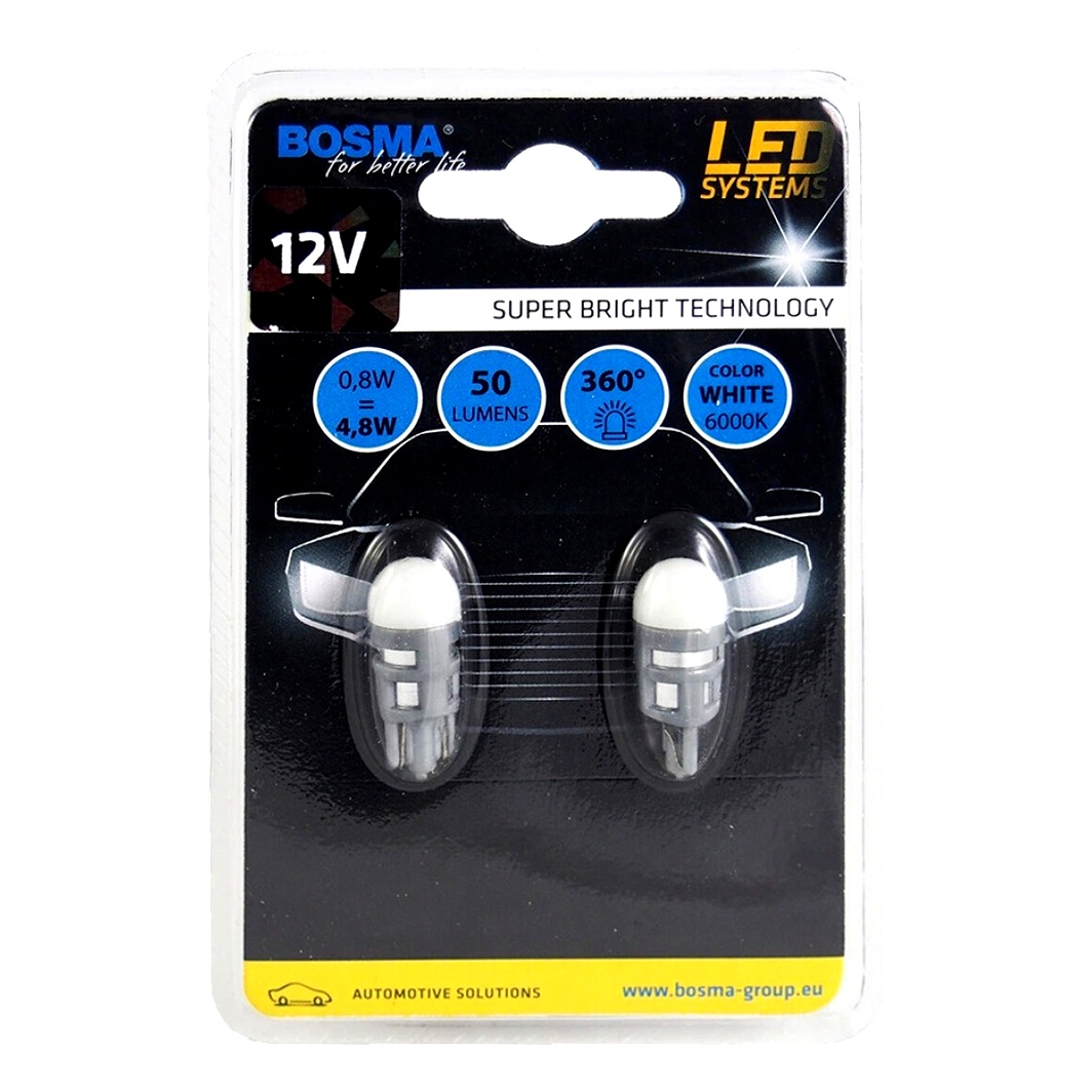 Автолампа LED (світлодіодна) BOSMA T10 W2.1x9.5d 1.5W 12V біла 4069 - zapix
