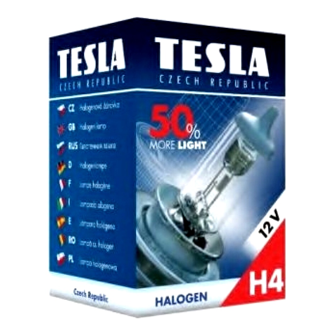 Автолампа галогеновая TESLA More Light +50% H4 P43t 55W 12V прозрачная B30401 - zapix