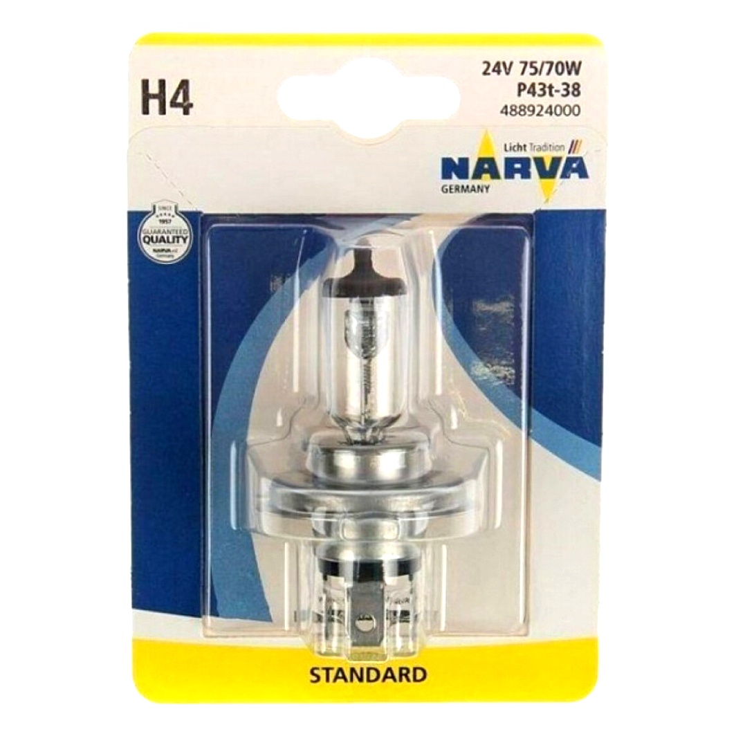 Автолампа галогенова NARVA Standard H4 P43t-38 70W 24V прозора 488924000 - zapix