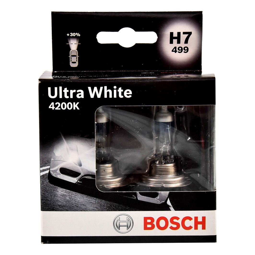 Автолампа галогенова BOSCH Ultra White H7 PX26d 55W 12V прозоро-блакитна 1987301182 - zapix