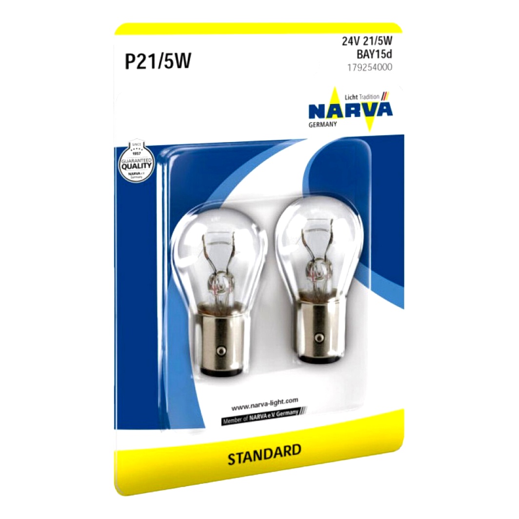 Автолампа розжарювання NARVA Standard P21/5W BAY15d 21W 24V прозора 179254000 - zapix