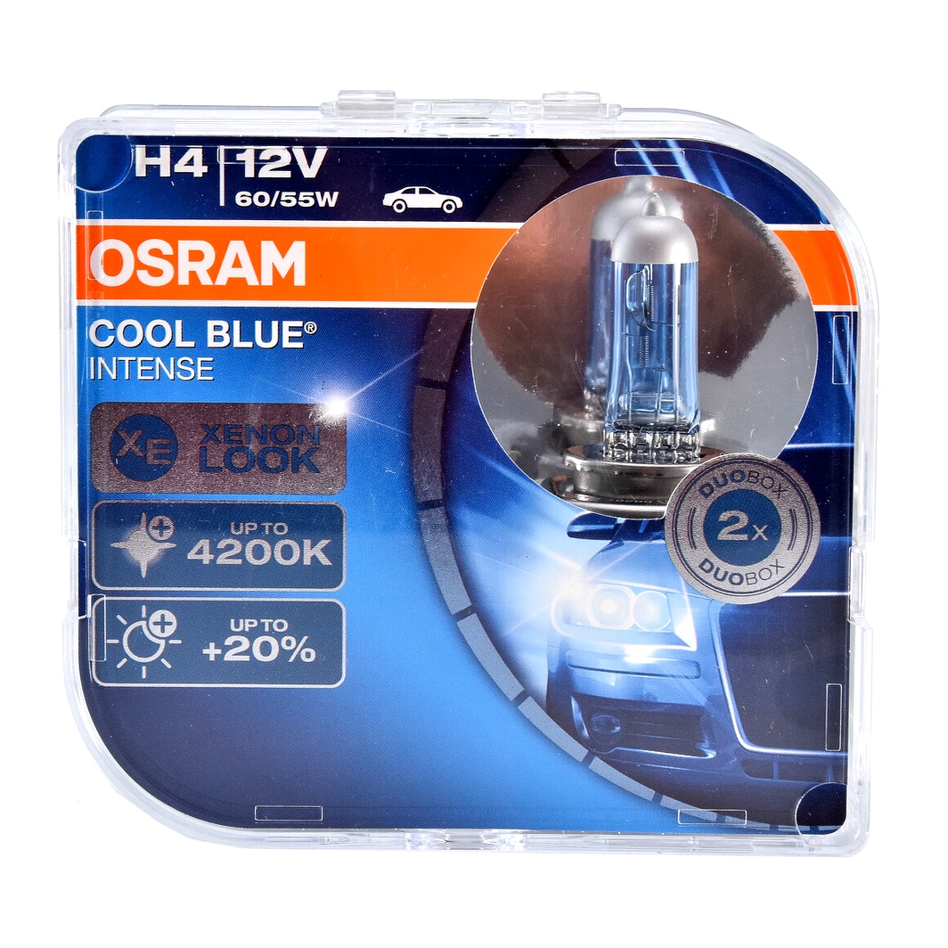 Автолампа галогенова OSRAM Cool Blue Intense H4 P43t 55W 12V світло-блакитна 64193CBIHCB - zapix