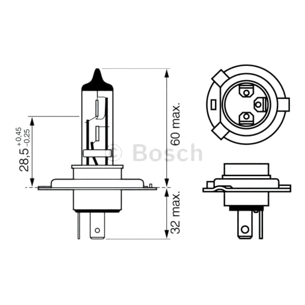 Автолампа галогеновая BOSCH Plus 30 H4 P43t 55W 12V 1987302042 - zapix