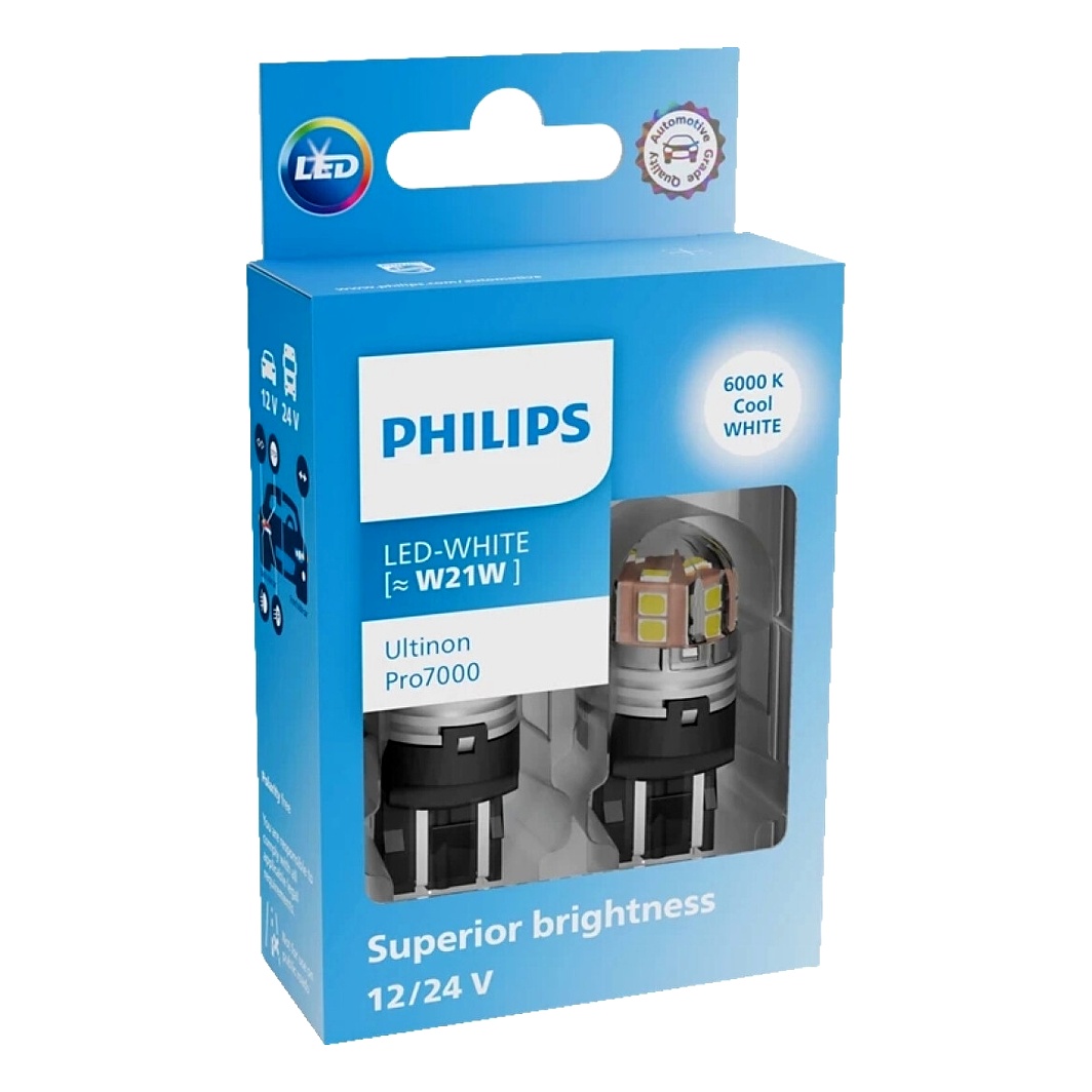 Автолампа LED (светодиодная) PHILIPS Ultinon Pro7000 W21W бесцокольная 2.6W 24V 11065CU70X2 - zapix