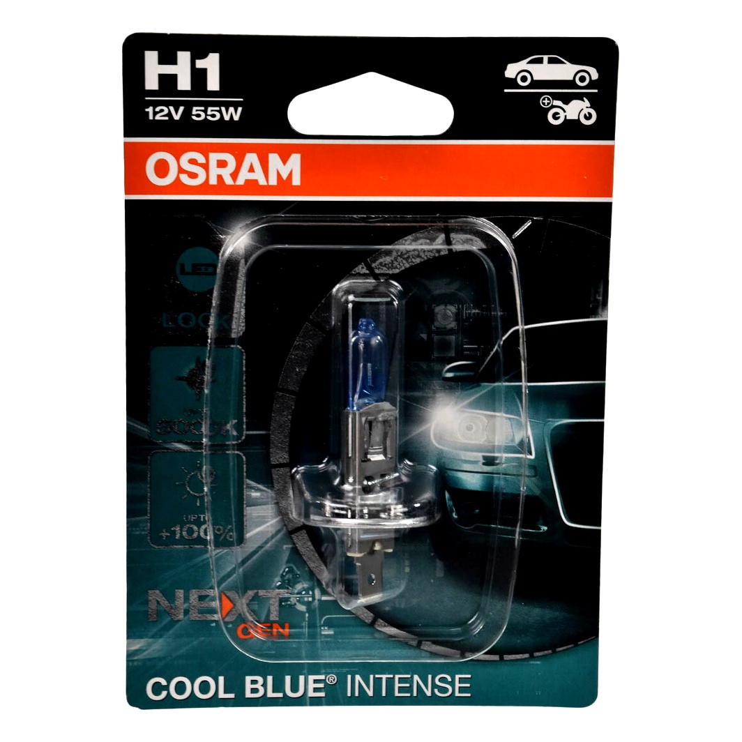Автолампа галогеновая OSRAM Cool Blue Intense (Next Gen) H1 P14.5s 55W 12V светло-голубая 64150CBN01B - zapix