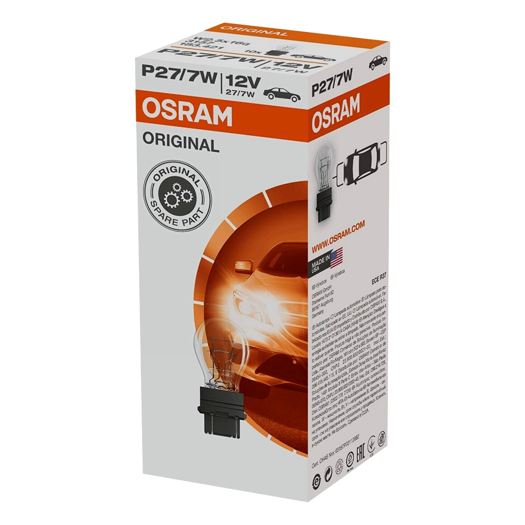 Автолампа розжарювання OSRAM Original P27/7W W2.5x16q 7W 12V прозора 3157K10SZT - zapix