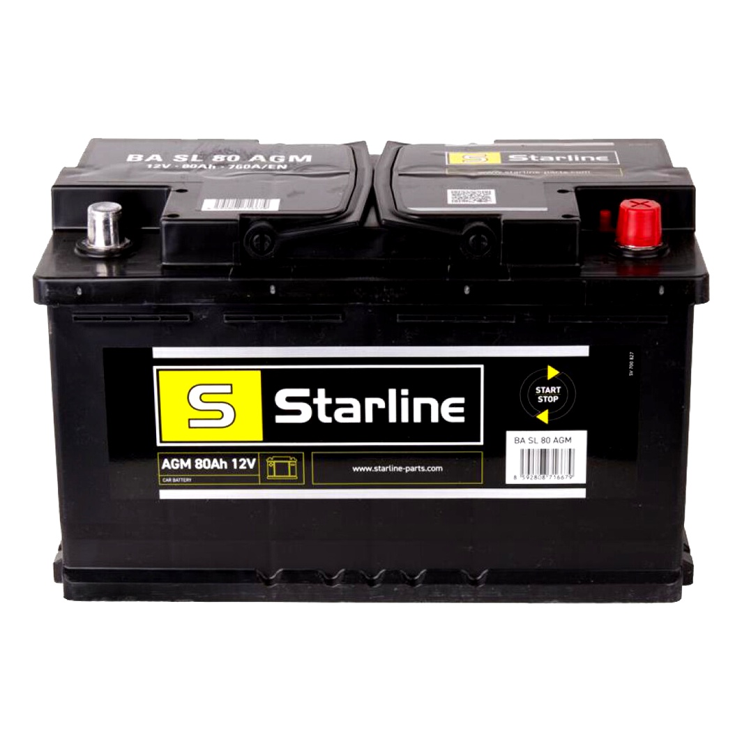 Акумулятор STARLINE 12V 80Ah 760A R+ BASL80AGM - zapix