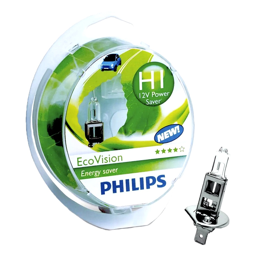 Автолампа галогенова PHILIPS Eco Vision H1 P14.5s 55W 12V прозора 12258ECOS2 - zapix