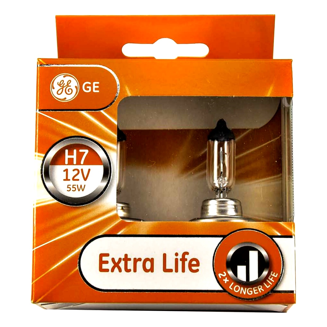 Автолампа галогенова GENERAL ELECTRIC Extra Life H7 PX26d 55W 12V прозора 58520LUDPU2D - zapix
