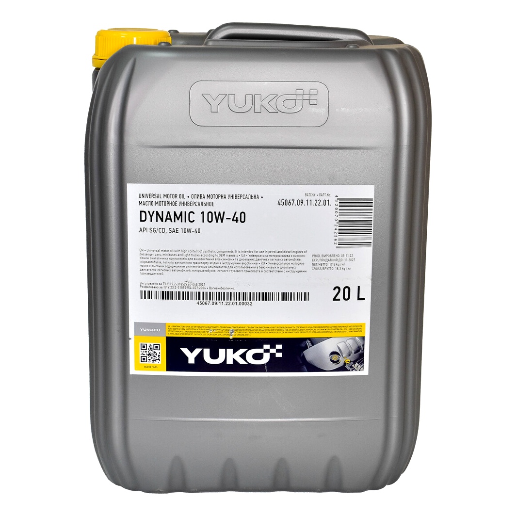 Моторна олива YUKO Dynamic 10W-40 20 л (482007024026) - zapix