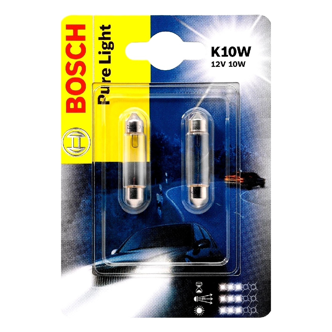 Автолампа розжарювання BOSCH Pure Light C10W SV8.5-8 10W 12V прозора 1987301014 - zapix