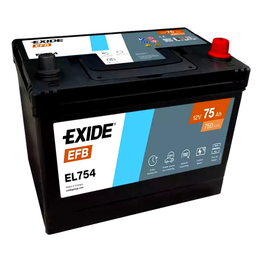 Акумулятор EXIDE EFB 12V 75Ah 750A R+ EL754 - zapix