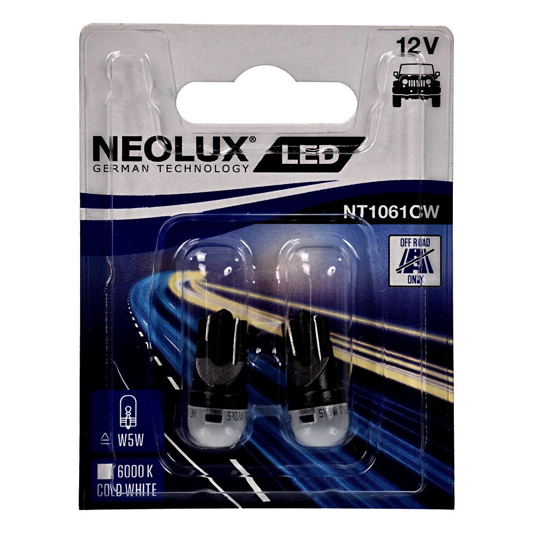 Автолампа LED (світлодіодна) NEOLUX® W5W W2.1x9.5d 0.5W 12V біла NT1061CW02B - zapix
