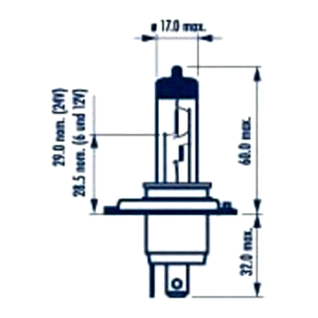 Автолампа галогенова NARVA H4 P43t-38 55W 12V світло-блакитна 48677 - zapix