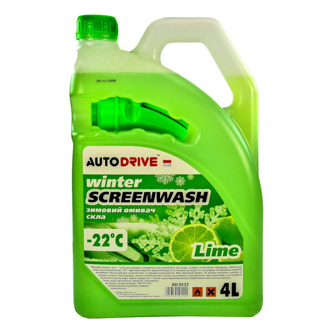 Омыватель стекла готовый зимний -22°С AUTO DRIVE Lime лайм 4 л AD0122 - zapix