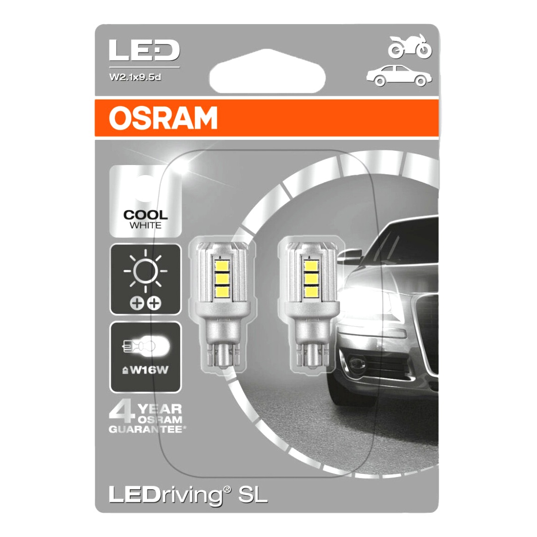 Автолампа LED (світлодіодна) OSRAM W16W W2.1x9.5d 1.8W 12V 9212CW02B - zapix