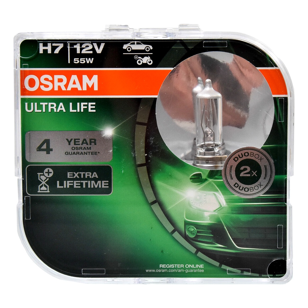 Автолампа галогенова OSRAM Ultra Life H7 PX26d 12V прозора 64210ULTHCB - zapix