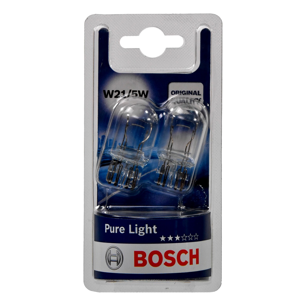Автолампа розжарювання BOSCH Pure Light W21/5W W3x16q 5W 12V прозора 1987301079 - zapix