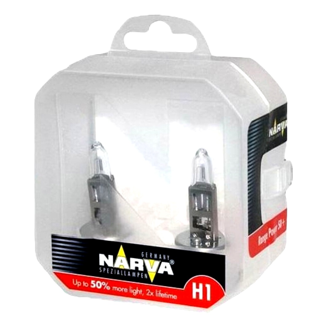 Автолампа галогеновая NARVA Range Power 50+ H1 P14.5s 55W 12V прозрачная 483342100 - zapix