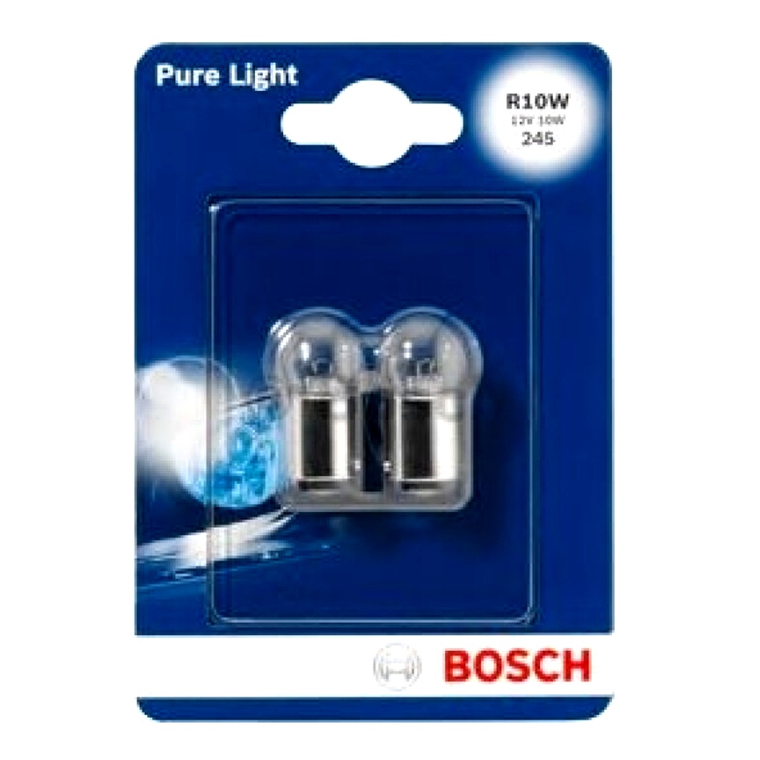 Автолампа розжарювання BOSCH Pure Light R10W BA15s 10W 12V прозора 1987301019 - zapix