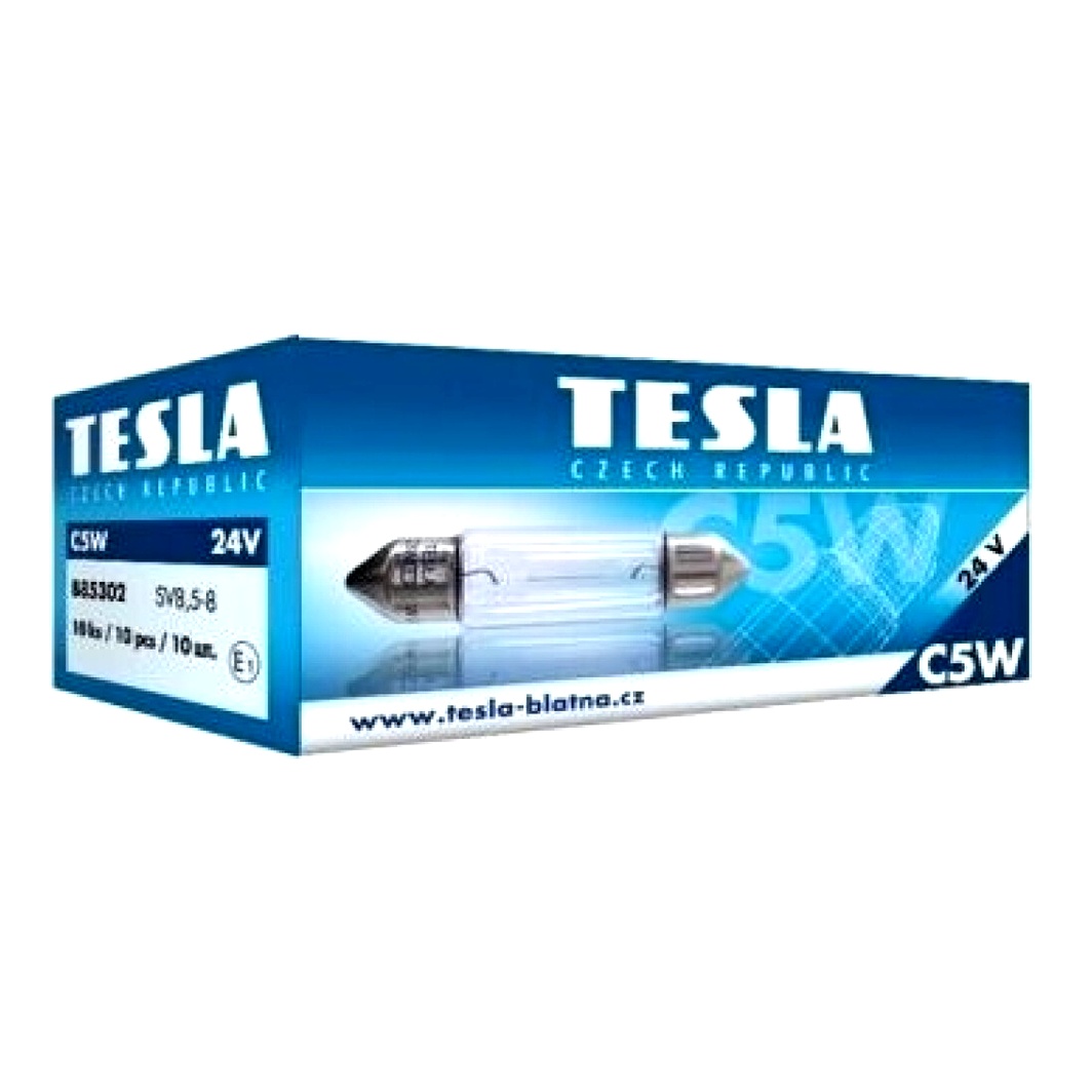 Автолампа накала TESLA Standard C5W SV8.5-8 5W 24V прозрачная B85302 - zapix