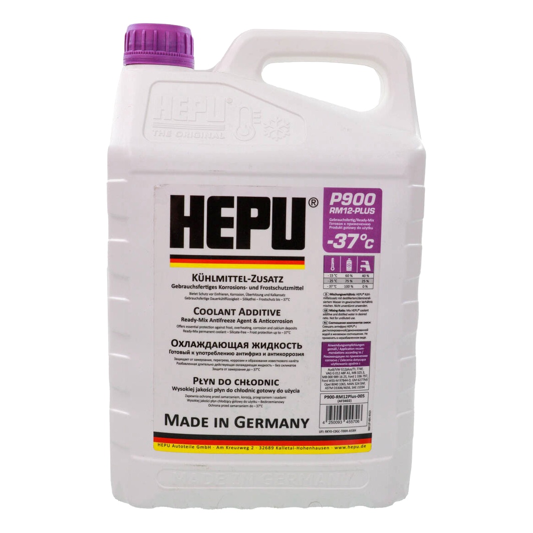 Готовий антифриз HEPU P900-RM12 PLUS фіолетовий G12+ -37 °C 5 л (P900RM12PLUS005) - zapix