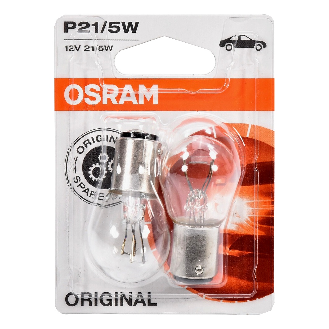 Автолампа розжарювання OSRAM Original P21/5W BAY15d 5W 12V прозора 752802B - zapix