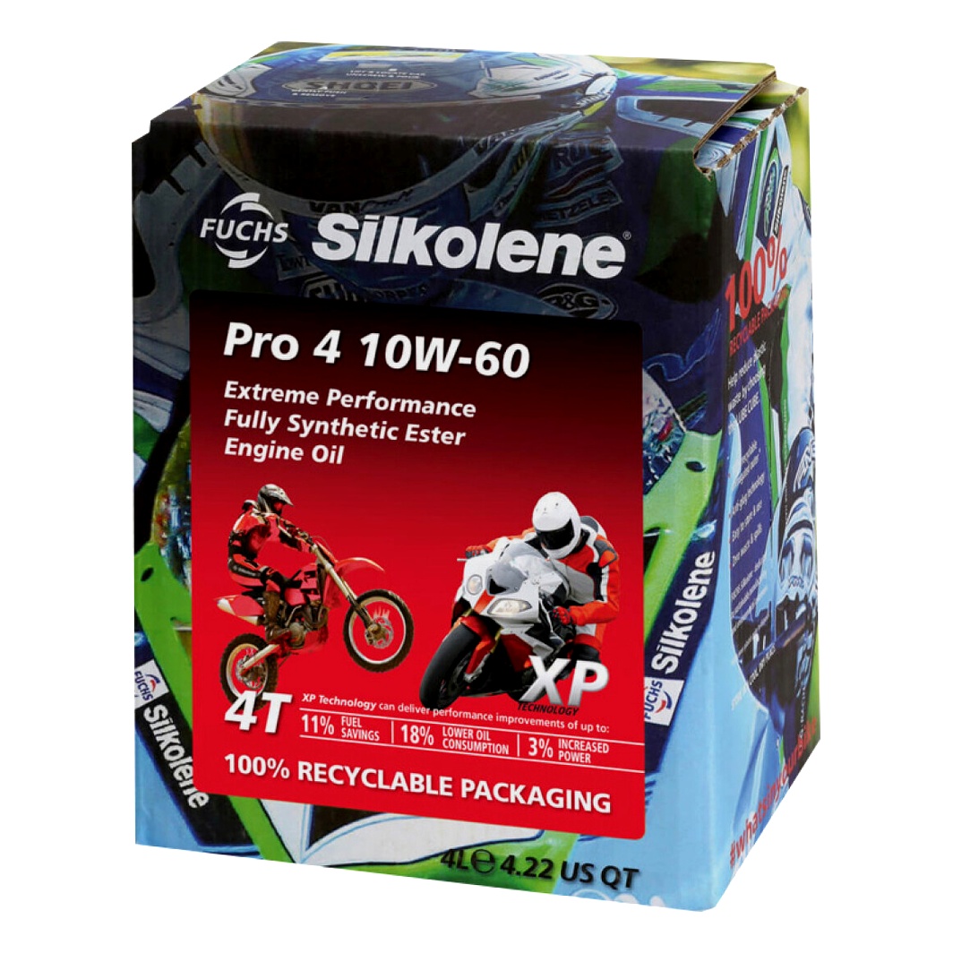 Моторное масло FUCHS Silkolene Pro 4 XP Lube Cube 4T 10W-60 синтетическое 4 л 600985240 - zapix