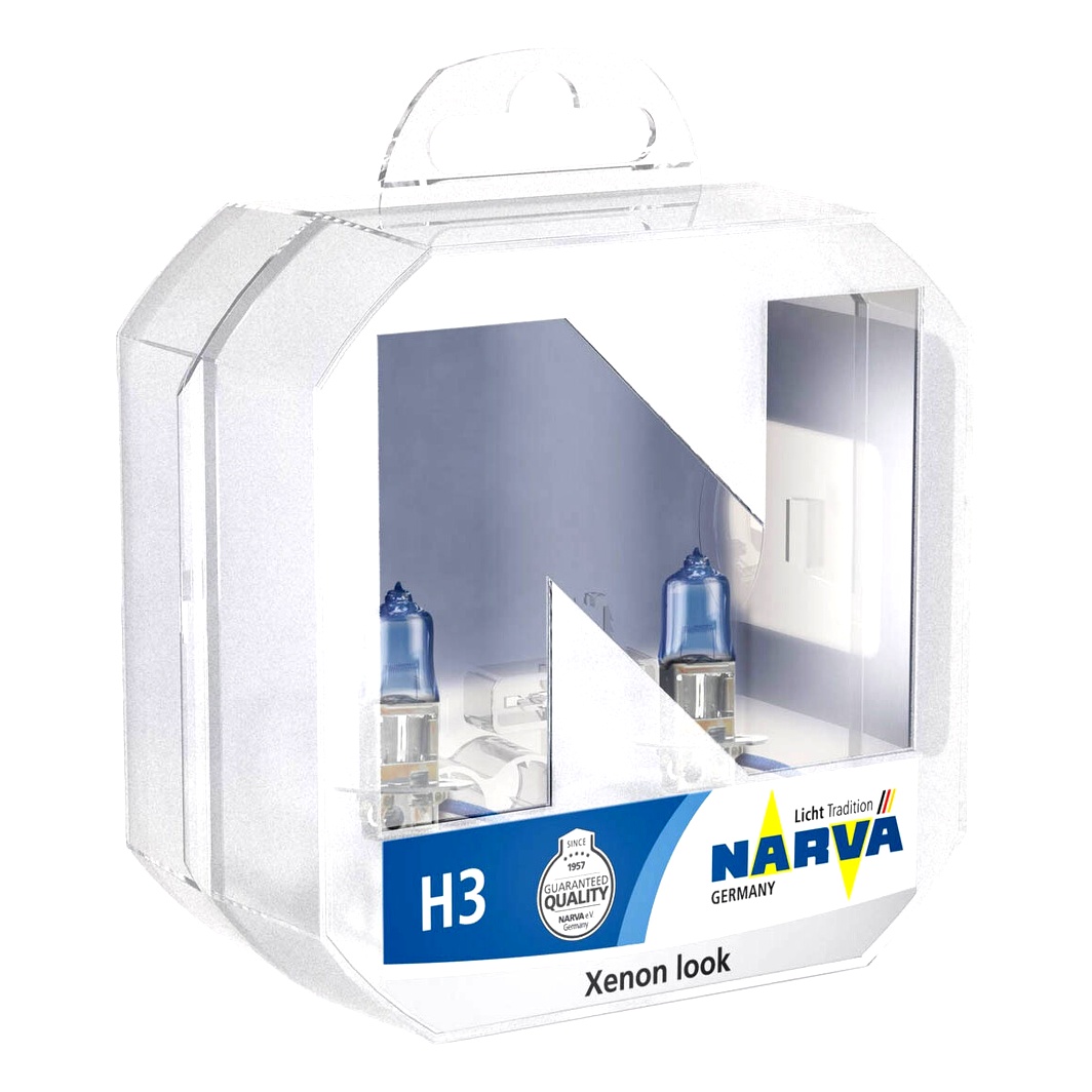 Автолампа галогенова NARVA Range Power White H3 PK22s 55W 12V прозоро-блакитна 486022BOX - zapix