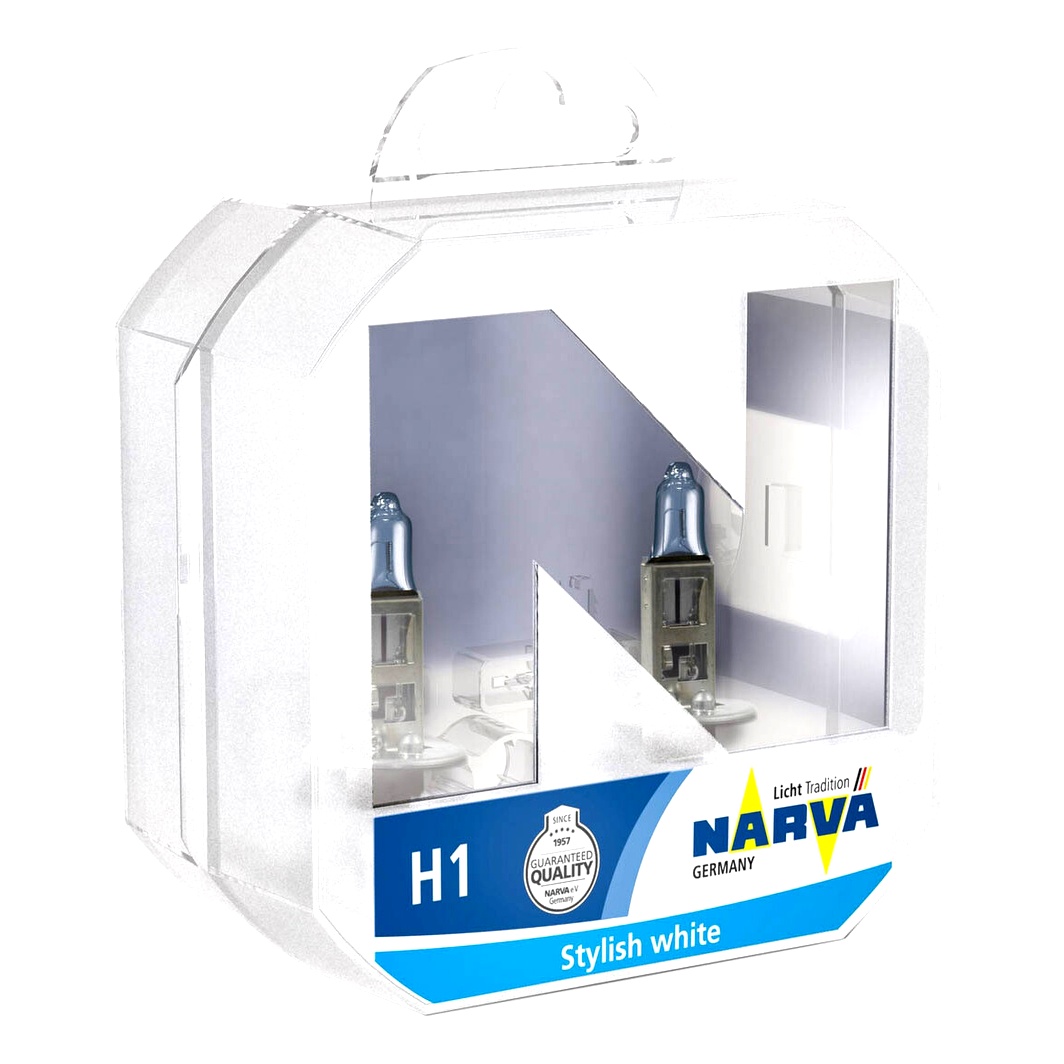 Автолампа галогенова NARVA Range Power Blue+ H1 P14.5s 55W 12V прозоро-блакитна 486302BOX - zapix