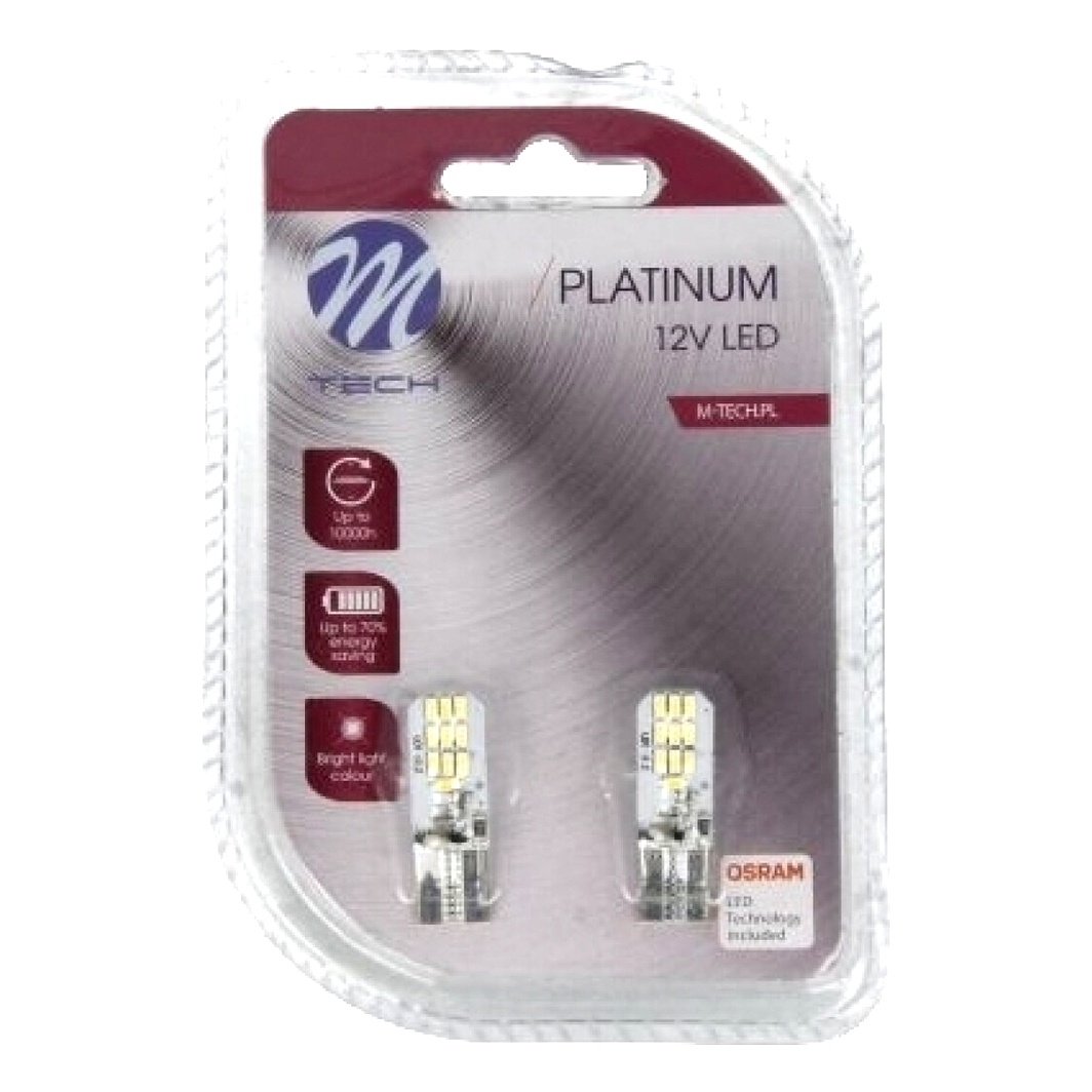 Автолампа LED (светодиодная) M-TECH Platinum W5W W2.1x9.5d 2.1W 12V TULB801W - zapix