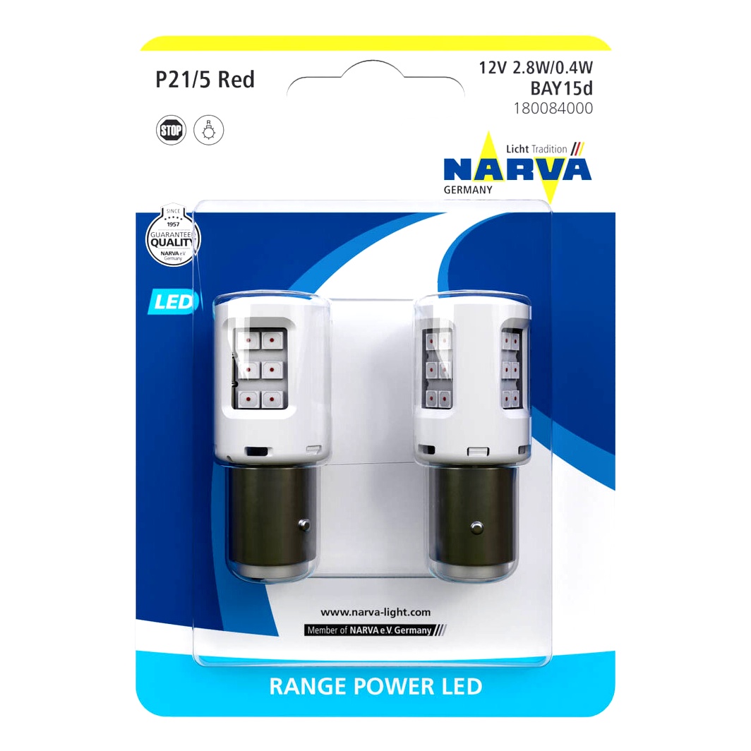 Автолампа LED (світлодіодна) NARVA Range Power LED P21/5W BAY15d 2.7W 12V біла 180082B - zapix