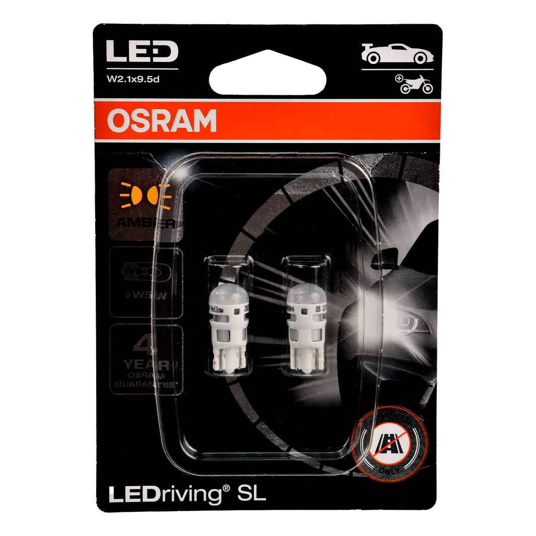 Автолампа LED (светодиодная) OSRAM W5W W2.1x9.5d 0.5W 12V 2827DYP02B - zapix