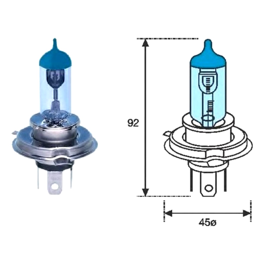 Автолампа галогенова MAGNETI MARELLI H4 P43t 55W 12V синя 002602100000 - zapix