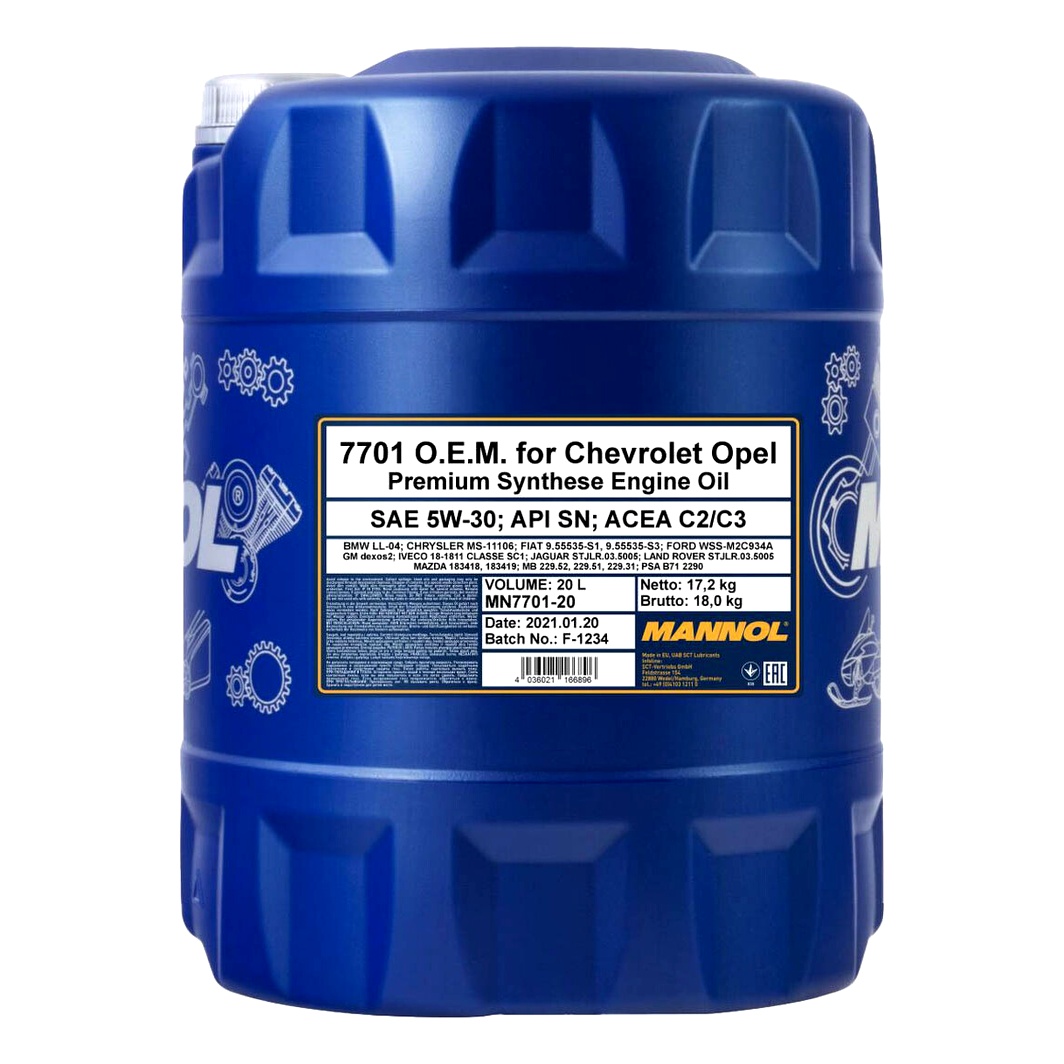 Моторна олива MANNOL O.E.M. For Chevrolet Opel 5W-30 20 л (MN770120) - zapix