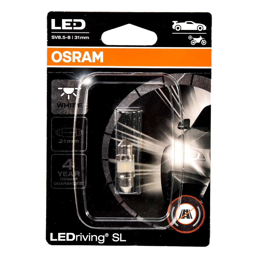 Автолампа LED (світлодіодна) OSRAM C5W SV8.5 1W 12V біла 6438DWP01B - zapix
