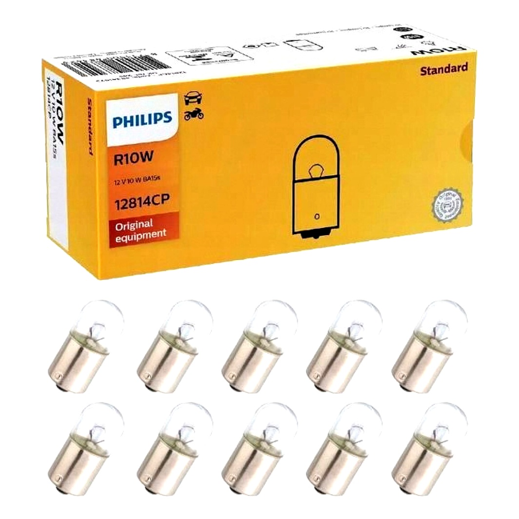 Автолампа накала PHILIPS Standard R10W BA15s 10W 12V прозрачная 12814CP10 - zapix
