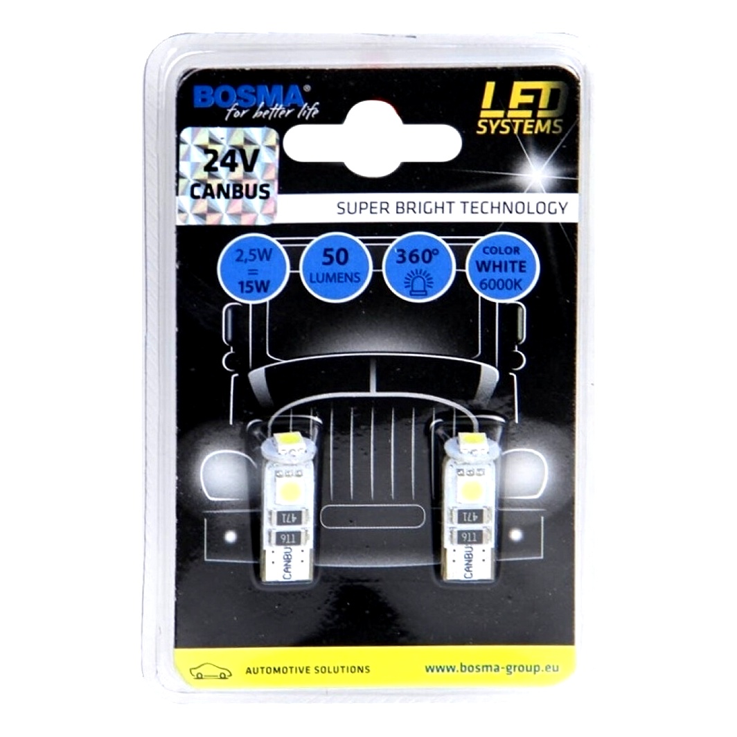 Автолампа LED (світлодіодна) BOSMA T10 W2.1x9.5d 2.5W 24V 4151 - zapix