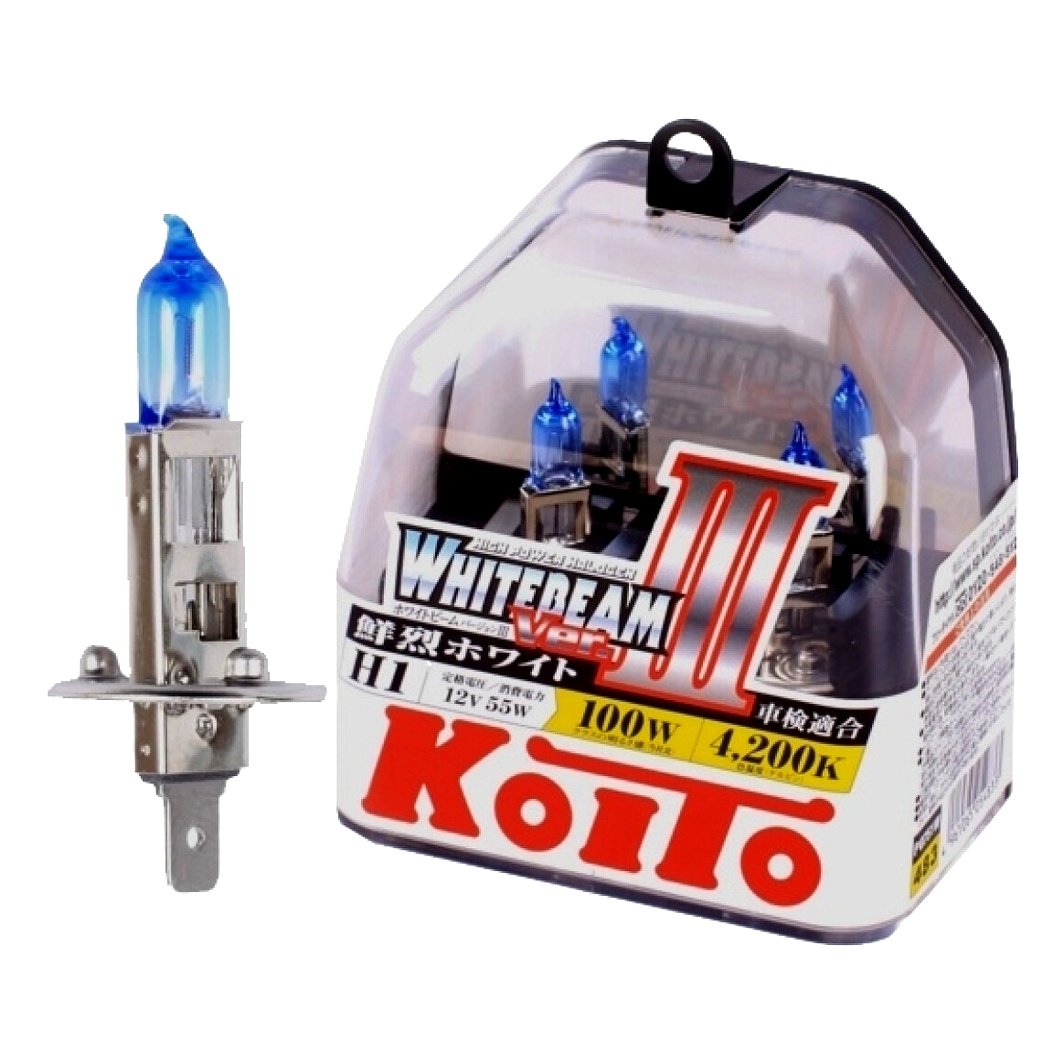Автолампа галогенова KOITO WhiteBeam ver. III H1 P14.5s 55W 12V прозоро-блакитна P0751W - zapix