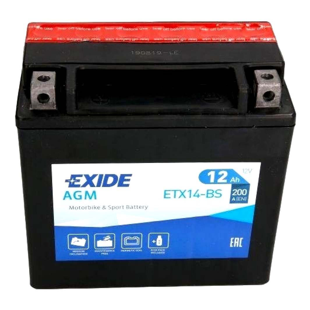 Акумулятор EXIDE AGM 12V 12Ah 200A L+ YTX14BS - zapix
