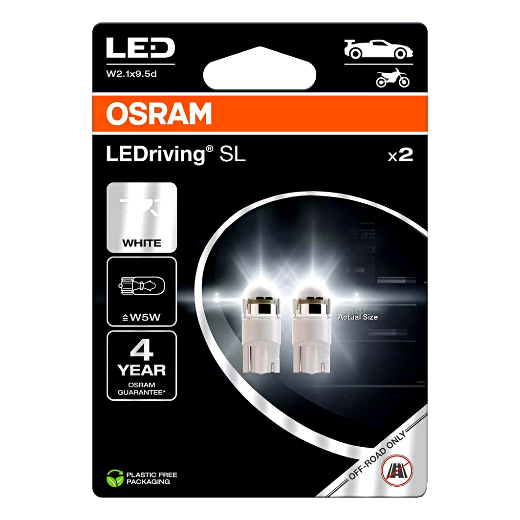Автолампа LED (світлодіодна) OSRAM LEDriving W5W W2.1x9.5d 1W 12V біла 2825DWP2BL - zapix
