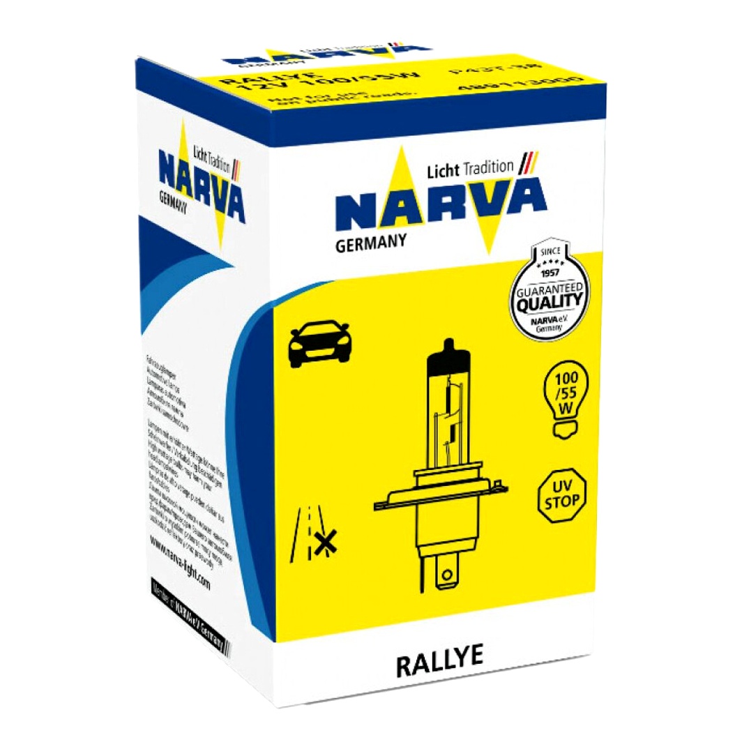 Автолампа галогенова NARVA Rallye H4 P43t 100W 12V прозора 48911 - zapix