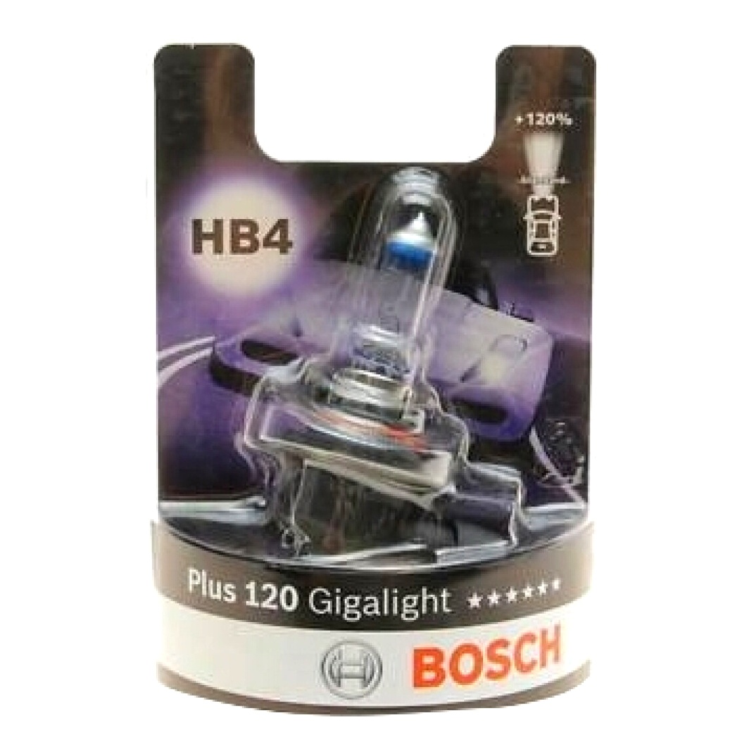 Автолампа галогенова BOSCH Gigalight Plus 120 HB4 P22d 51W 12V прозора 1987301132 - zapix