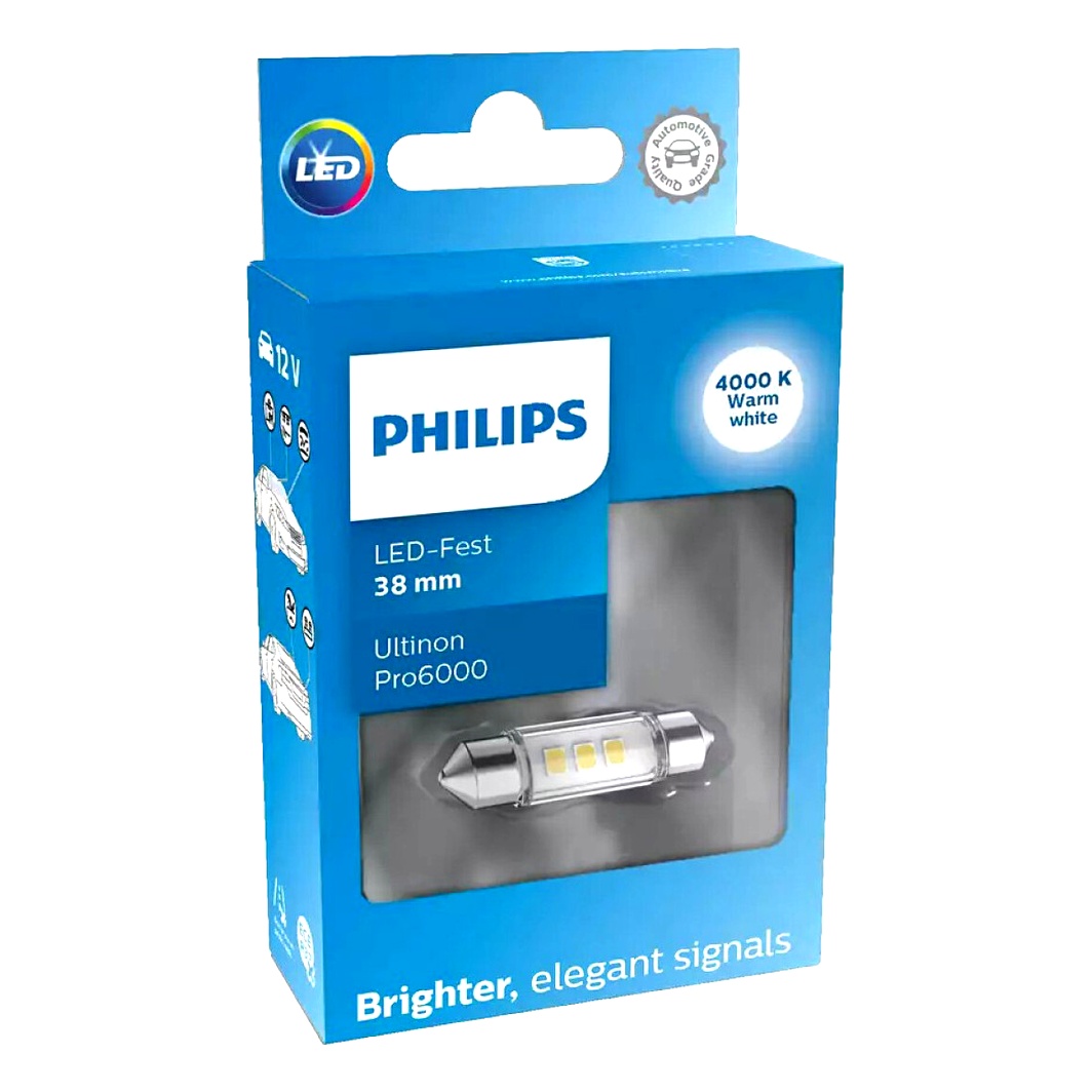 Автолампа LED (світлодіодна) PHILIPS Ultinon Pro6000 SV8.5 12V біла 11854WU60X1 - zapix