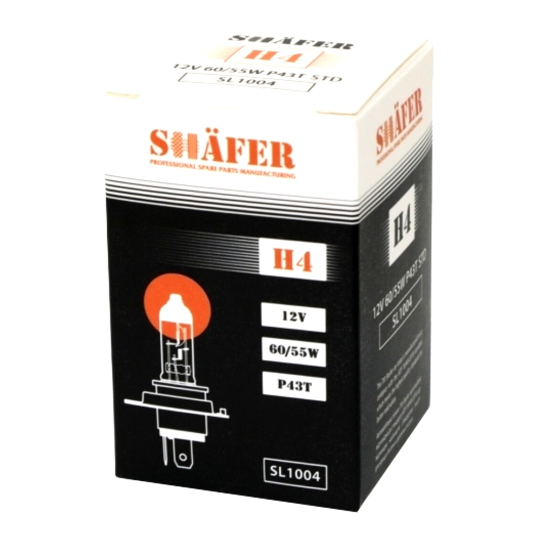 Автолампа галогенова SHAFER H4 P43t 55W 12V прозора SL1004
