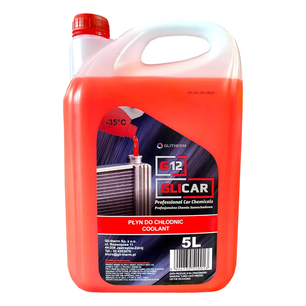 Готовий антифриз GLICAR червоний G12 -35 °C 5 л (GL120500) - zapix