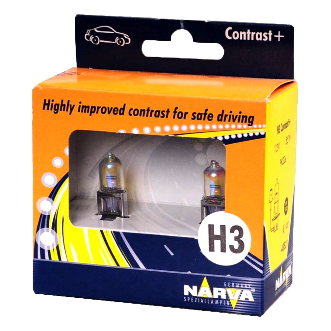 Автолампа галогеновая NARVA Contrast + H3 PK22s 55W 12V прозрачная 485212BOX - zapix