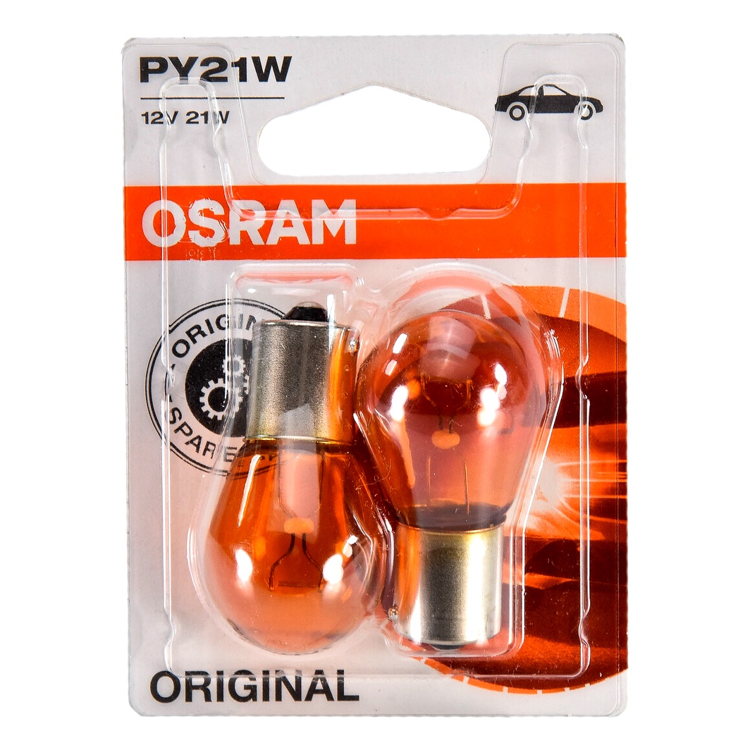 Автолампа розжарювання OSRAM Original PY21W BAU15s 21W 12V помаранчева 750702B - zapix