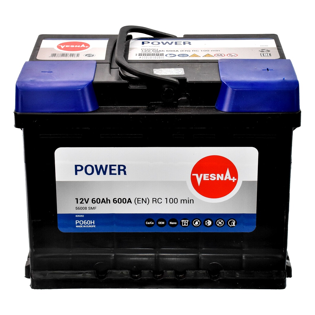 Акумулятор VESNA Power 12V 60Ah 600A R+ 415262 - zapix